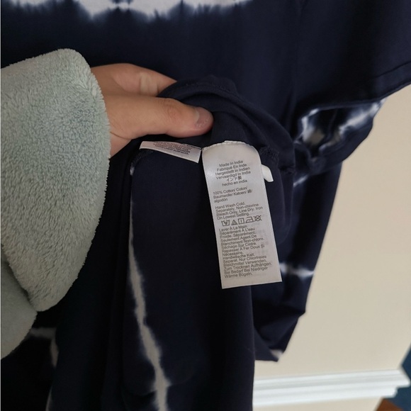 J. Crew Women’s Size XL Blue and White Tie-Dye Stripe Shirt Dress Summer Boho - Picture 5 of 8